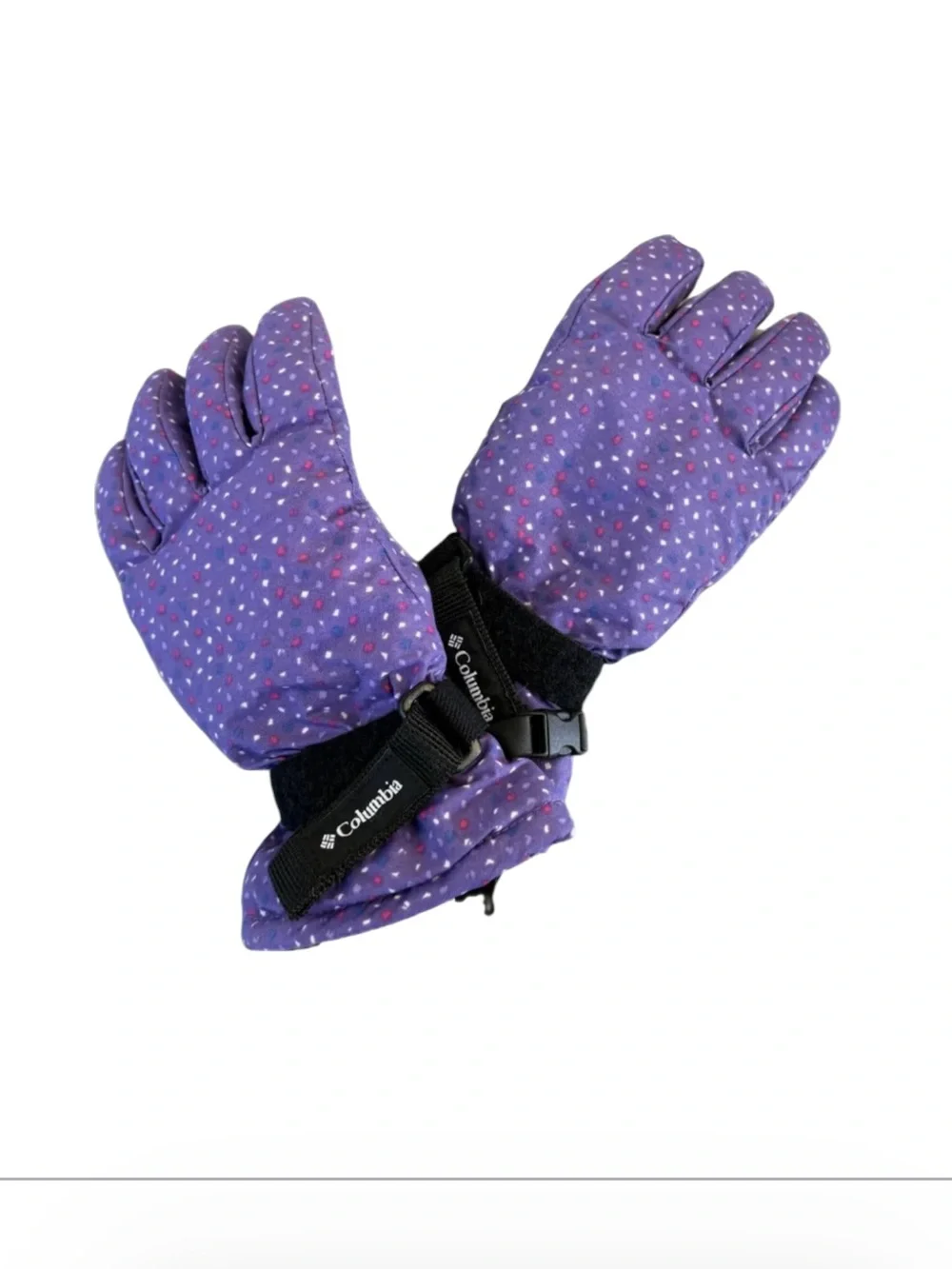 COLUMBIA Purple Dot Quilted Kids Winter Gloves size small